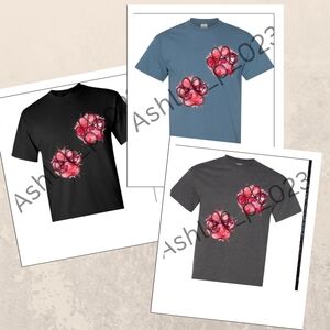 Women's Paw Print Graphic Tee - Black, Blue, and Gray